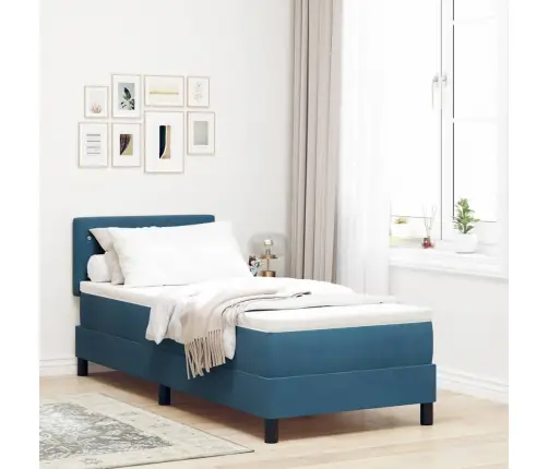 Led Čiužinio Lova Su Led Tamsiai Mėlyna 80 X 200 Cm Aksomas