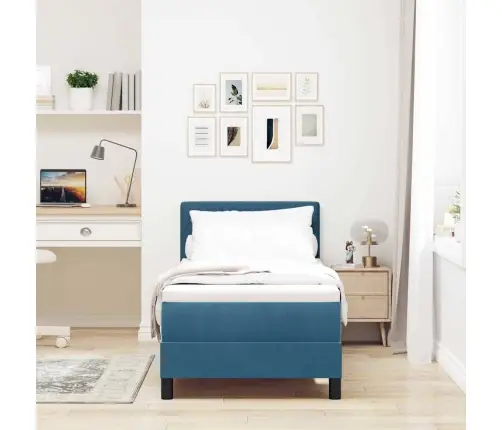 Led Čiužinio Lova Su Led Tamsiai Mėlyna 80 X 200 Cm Aksomas