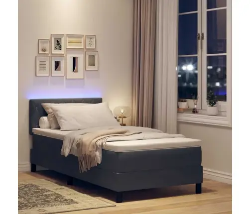 Led Box Spring Voodi Madratsiga Tumehall 90 X 190 Cm Samet