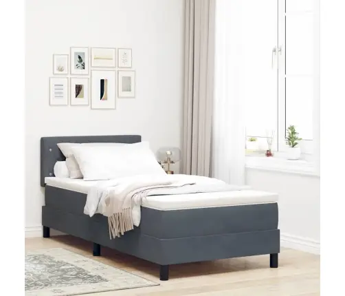 Led Box Spring Voodi Madratsiga Tumehall 90 X 190 Cm Samet