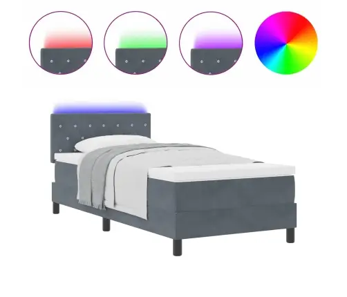 Led Box Spring Voodi Madratsiga Tumehall 90 X 190 Cm Samet