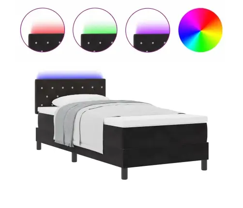 Led Čiužinio Lova Su Čiužiniu Juoda 90 X 200 Cm Aksomas