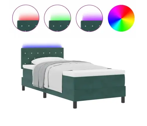 Led Box Spring Voodi Madratsiga Tume Rohelise 90 X 200 Cm Samet