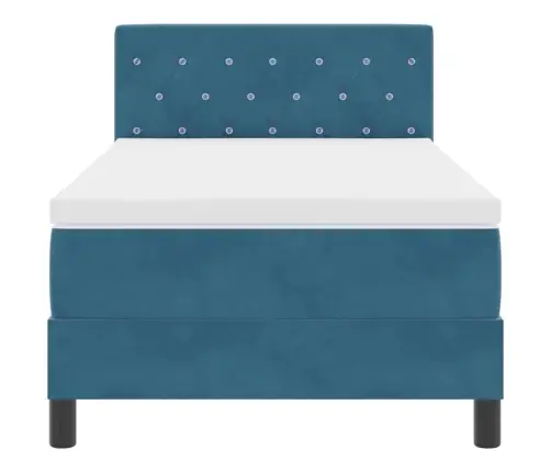 Led Box Spring Voodi Madratsiga Tumesinine 90 X 200 Cm Samet