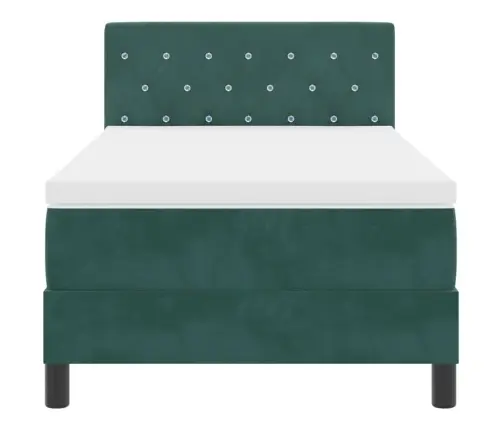 Kastes Atsperu Gulta Ar Matraci Un Led Tumši Zaļā 100X200 Cm Samtā Vidaxl