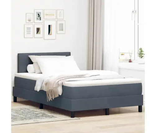 Kastes Atsperu Gulta Ar Matraci & Led Tumši Pelēks 120X190 Cm Samts Vidaxl