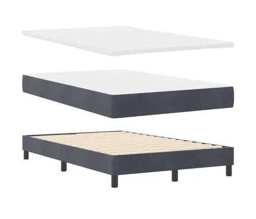 Kastes Atsperu Gulta Ar Matraci & Led Tumši Pelēks 120X190 Cm Samts Vidaxl