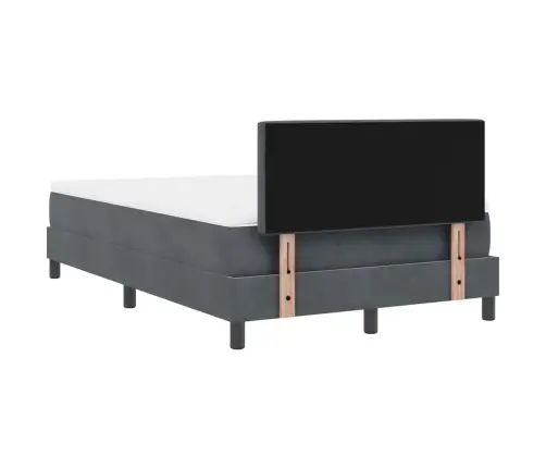 Kastes Atsperu Gulta Ar Matraci & Led Tumši Pelēks 120X190 Cm Samts Vidaxl