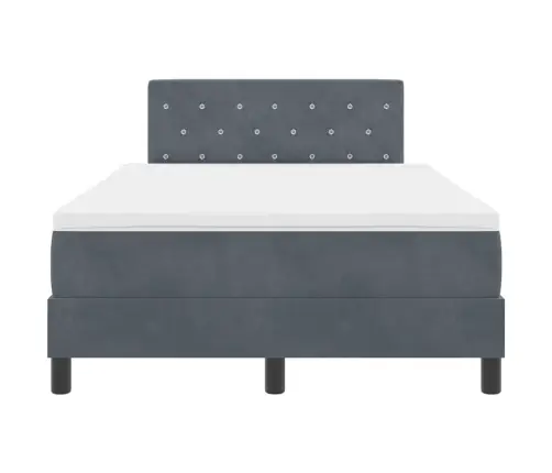 Kastes Atsperu Gulta Ar Matraci & Led Tumši Pelēks 120X190 Cm Samts Vidaxl