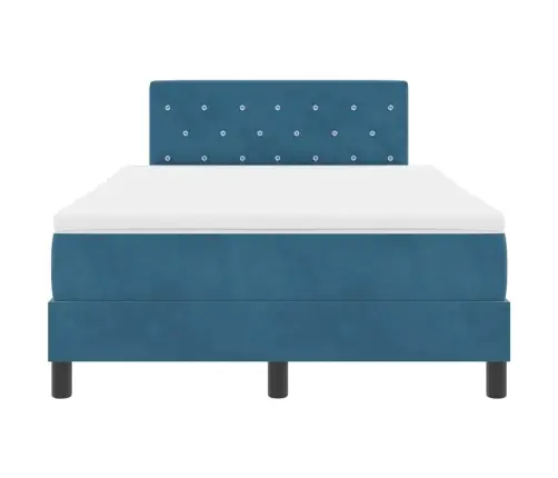 Led Box Spring Voodi Madratsiga Tumesinine 120 X 190 Cm Samet