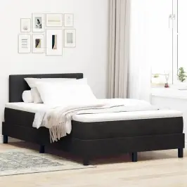 Kastītes Atsperu Gulta Ar Galvas Klāju Melna 120 X 200 Cm Samts Vidaxl