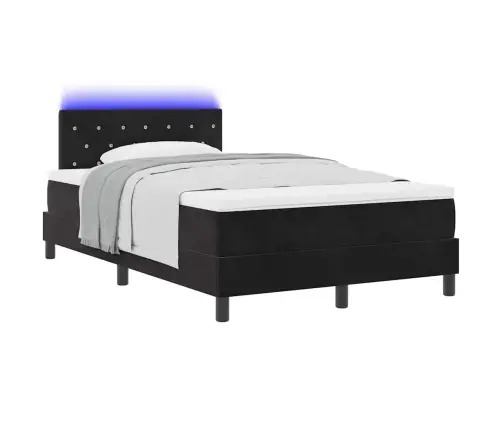Gultas Pamatne Ar Matraču Un Led Melnā Krāsā 120X200 Cm No Sūklis Vidaxl