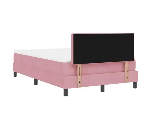 Led Gultas Pamatne Ar Matraci Ar Led Rozā 120 X 200 Cm Samts Vidaxl