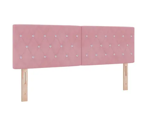 Led Box Spring Voodi Madratsiga Lediga Roosa 140 X 190 Cm Samet