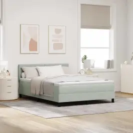 Kastītes Atsperu Gulta Gaiši Pelēka 140 X 200 Cm Samts Vidaxl