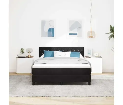 Kiemas Lova Su Galvūgalio Juoda 140 X 200 Cm Aksomas