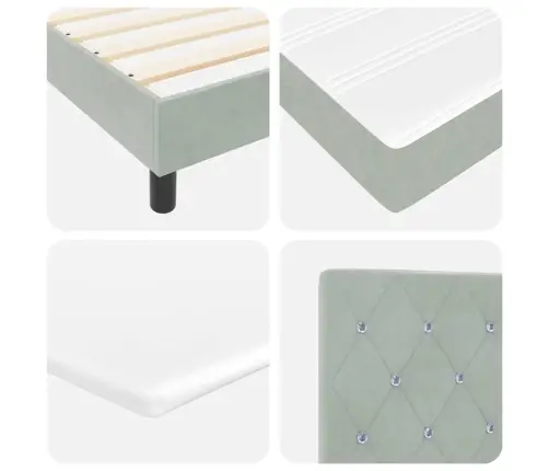 Kaste Gultas Ar Matracis & Led Gaisma Gaiši Pelēks 160X200 Cm Samts Vidaxl