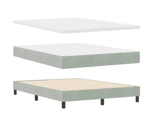 Kaste Gultas Ar Matracis & Led Gaisma Gaiši Pelēks 160X200 Cm Samts Vidaxl