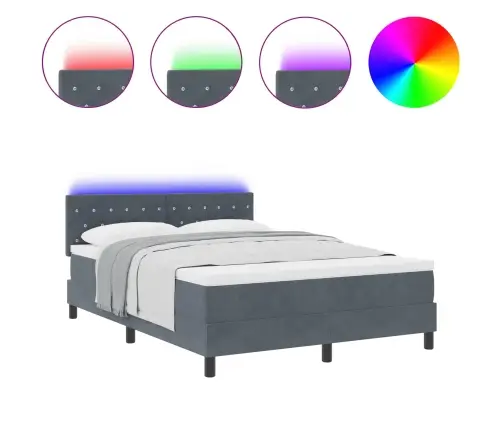 Led Čiužinio Lova Tamsiai Pilka 160 X 200 Cm Aksomas