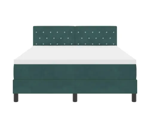 Led Box Spring Voodi Peaga Tume Rohelise 160 X 200 Cm Samet