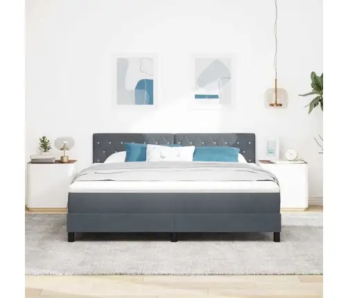 Led Box Spring Voodi Madratsiga Tumehall 180 X 200 Cm Samet