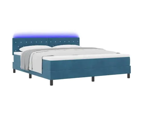 Led Gultas Pamatne Ar Matraci Tumši Zils 180 X 200 Cm Samts Vidaxl