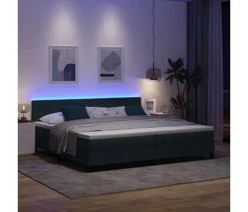 Cietā Gultas Pamatne Ar Matraci Un Led Tumši Zaļa 200X200 Cm Samtā Vidaxl