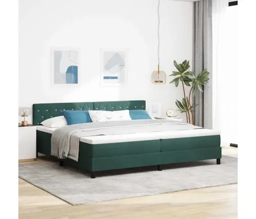 Cietā Gultas Pamatne Ar Matraci Un Led Tumši Zaļa 200X200 Cm Samtā Vidaxl