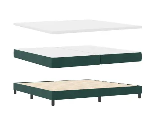 Cietā Gultas Pamatne Ar Matraci Un Led Tumši Zaļa 200X200 Cm Samtā Vidaxl