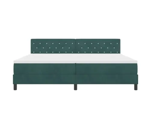 Cietā Gultas Pamatne Ar Matraci Un Led Tumši Zaļa 200X200 Cm Samtā Vidaxl