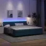 Box Spring Gulta Ar Matraci Un Led Tumši Zilā 200X200 Cm Samta Vidaxl