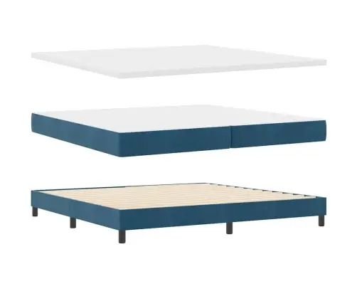 Box Spring Gulta Ar Matraci Un Led Tumši Zilā 200X200 Cm Samta Vidaxl