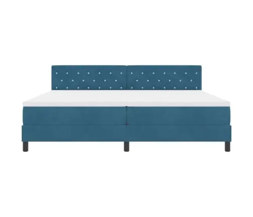 Box Spring Gulta Ar Matraci Un Led Tumši Zilā 200X200 Cm Samta Vidaxl