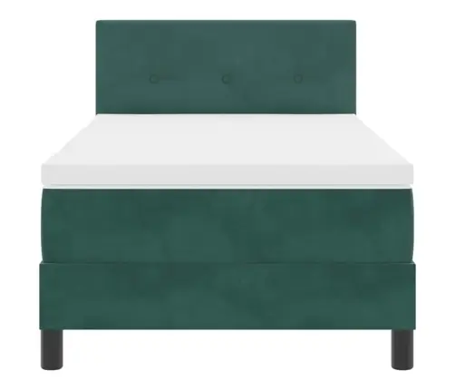 Box Spring Gulta Ar Matraci Un Led Tumši Zaļa 90X190 Cm Samts Vidaxl