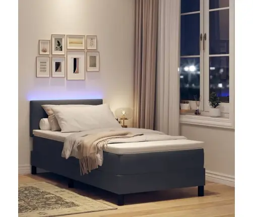 Led Box Spring Voodi Madratsiga Tumehall 90 X 200 Cm Samet