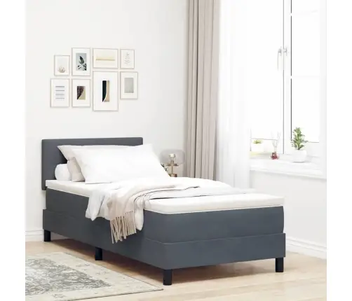 Led Box Spring Voodi Madratsiga Tumehall 90 X 200 Cm Samet