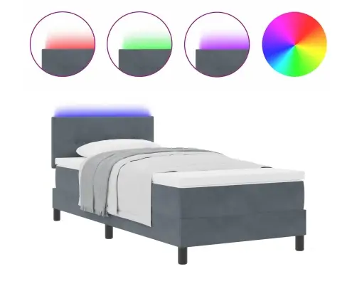 Led Box Spring Voodi Madratsiga Tumehall 90 X 200 Cm Samet