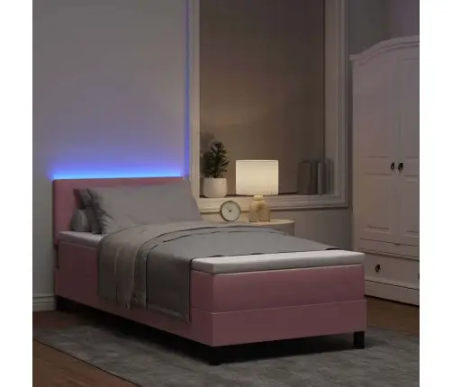 Kastītes Atsperu Gulta Ar Matraci Rozā 100 X 200 Cm Samts Vidaxl