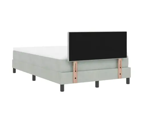 Kastītes Atsperu Gulta Ar Matraci Un Led Gaiši Pelēkā Krāsā 120X190 Cm Samts Vidaxl