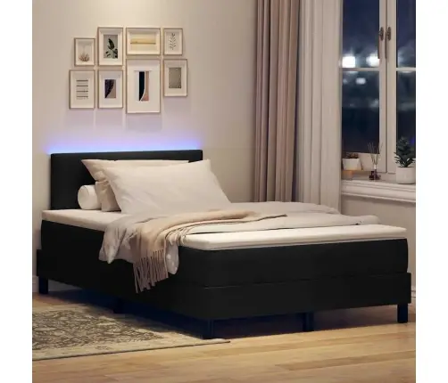 Kastītes Gulta Ar Matraci & Led Melns 120X190 Cm Samts Vidaxl