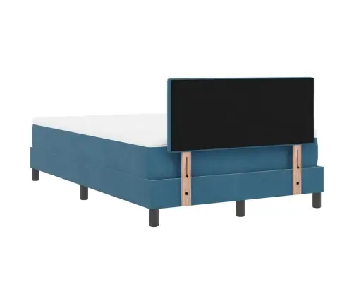 Led Box Spring Voodi Madratsiga Peaga Sinine 120 X 190 Cm Samet