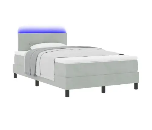 Gultas Rāmis Ar Matrači Un Led Gaismu Gaiši Pelēks 120X200 Cm Samts Vidaxl