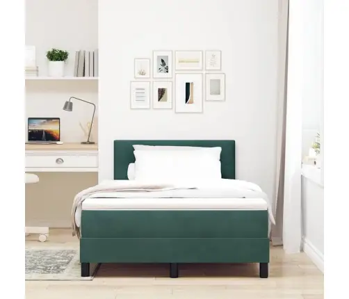 Led Čiužinio Lova Su Led Tamsiai Žalia 120 X 200 Cm Aksomas