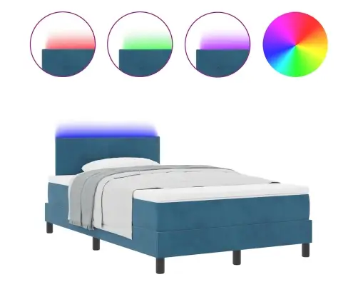 Led Box Spring Voodi Madratsiga Tumesinine 120 X 200 Cm Samet