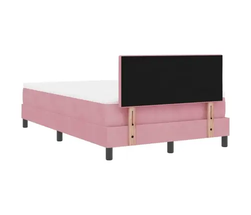 Led Gultas Pamatne Ar Matraci Rozā 120 X 200 Cm Samts Vidaxl