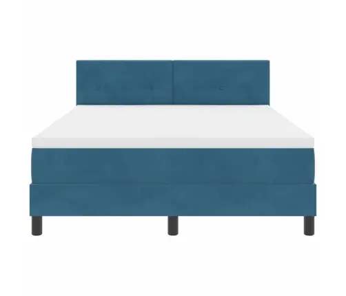 Led Box Spring Voodi Madratsiga Tumesinine 140 X 190 Cm Samet