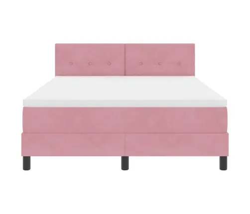 Led Gultas Pamatne Ar Matraci Ar Led Rozā 140 X 190 Cm Samts Vidaxl