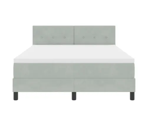 Led Gultas Pamatne Ar Matraci Gaiši Pelēks 140 X 200 Cm Samts Vidaxl