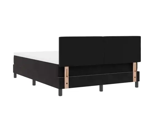 Led Box Spring Voodi Madratsiga Lediga Must 140 X 200 Cm Samet