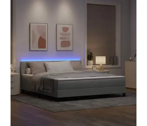 Led Box Spring Voodi Madratsiga Helehall 180 X 200 Cm Samet